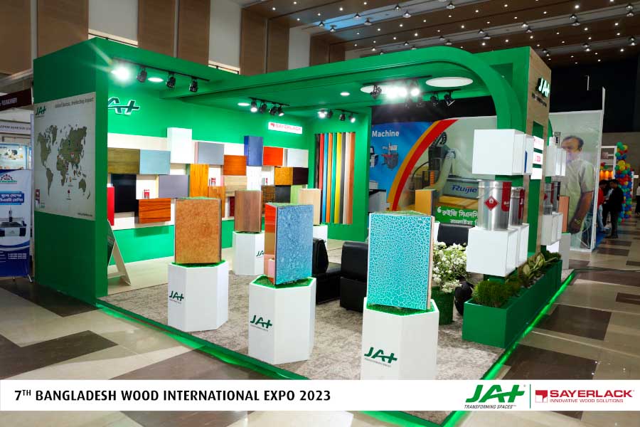 GRANDE SUCCESSO DEL DISTRIBUTORE JAT HOLDINGS E DI SAYERLACK ALLA SETTIMA EDIZIONE DEL BANGLADESH WOOD INTERNATIONAL EXPO DI  DHAKA